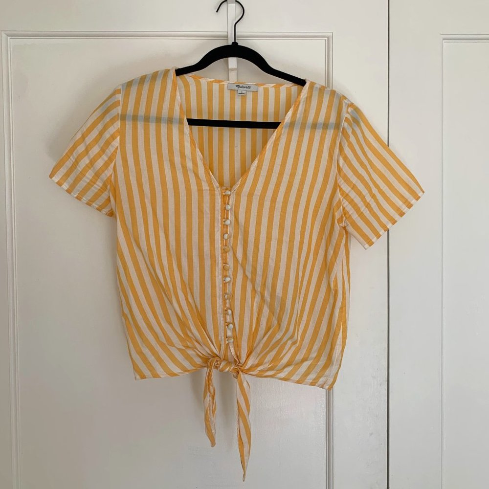 Yellow and White Striped Madewell Tee